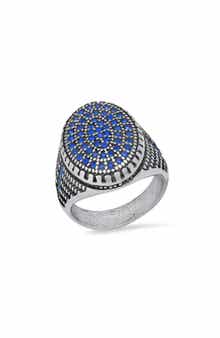 Men's Stainless Steel Pavé Crystal Signet Ring
