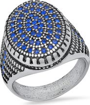 STEELTIME Men's Stainless Steel Pavé Crystal Signet Ring