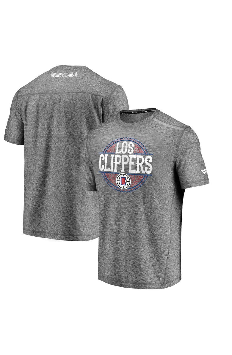 FANATICS Men's Fanatics Branded Heather Gray LA Clippers Noches Ene-Be-A Clutch Shooting T-Shirt, Main, color,