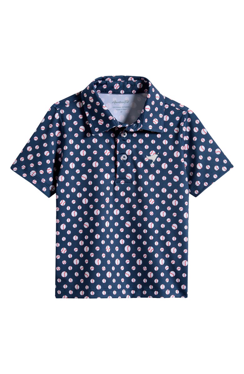 AMERICAN FIT Kids' Baseball Print Polo, Main, color, Navy Blue