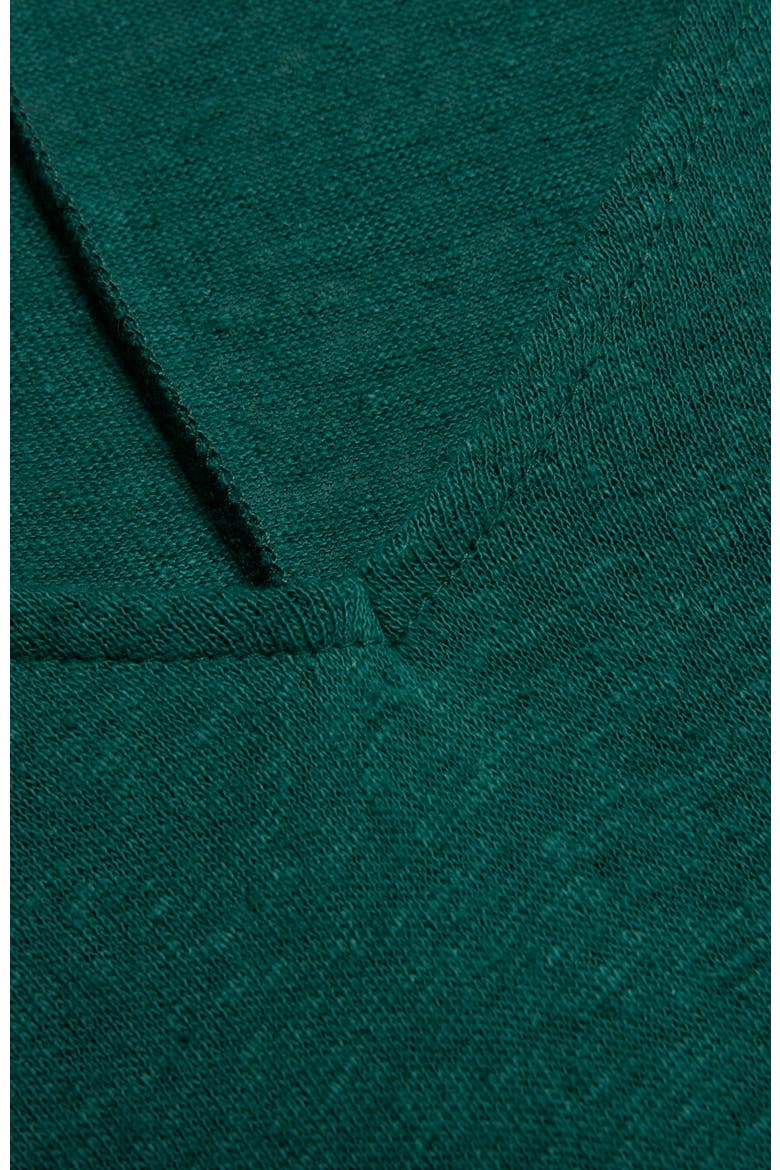 Linen Blend V-Neck Midi Dress, Alternate, color, Teal