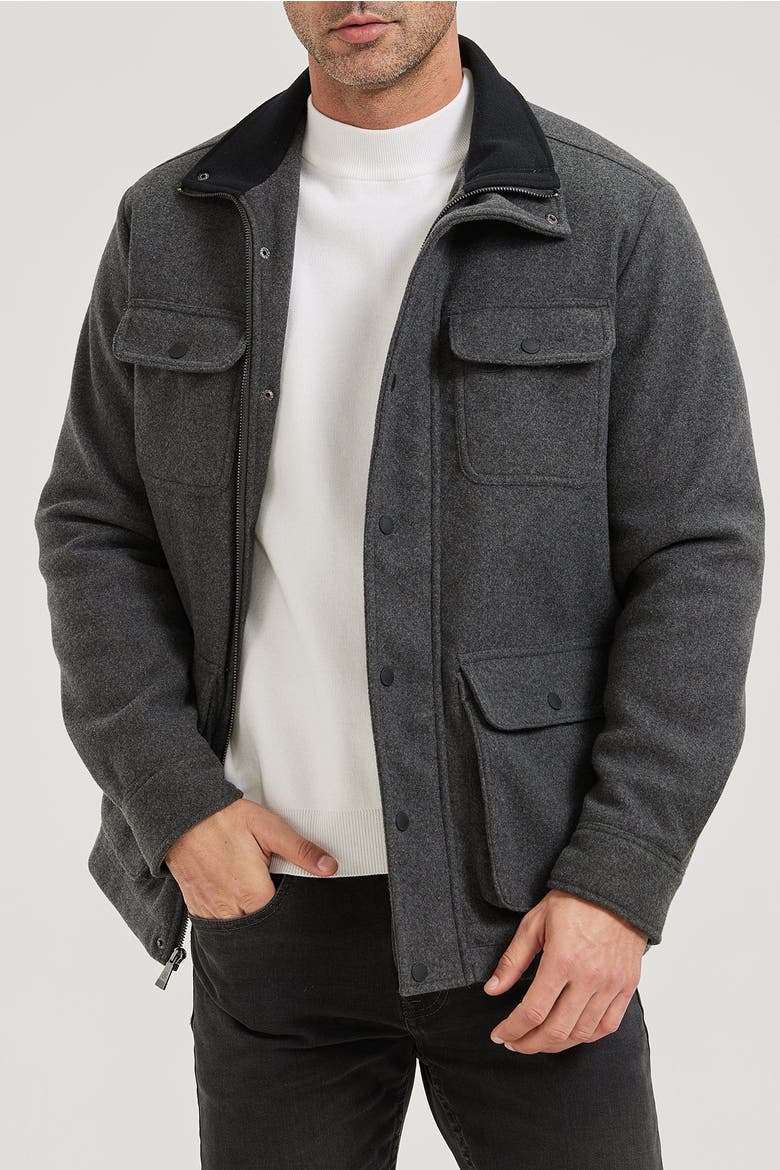 Park City Vegan Wool Barn Jacket, Alternate, color, Charcoal