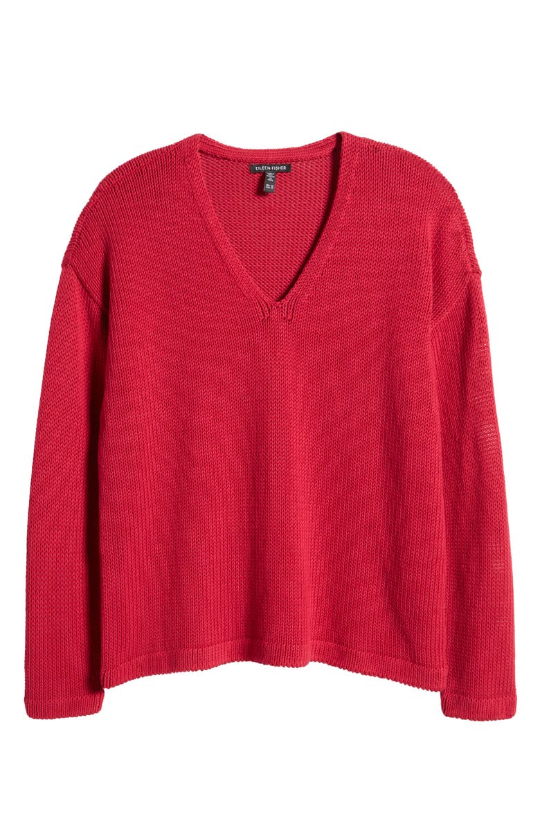 Eileen Fisher V-Neck Organic Cotton Pullover Sweater, Alternate, color, Azala
