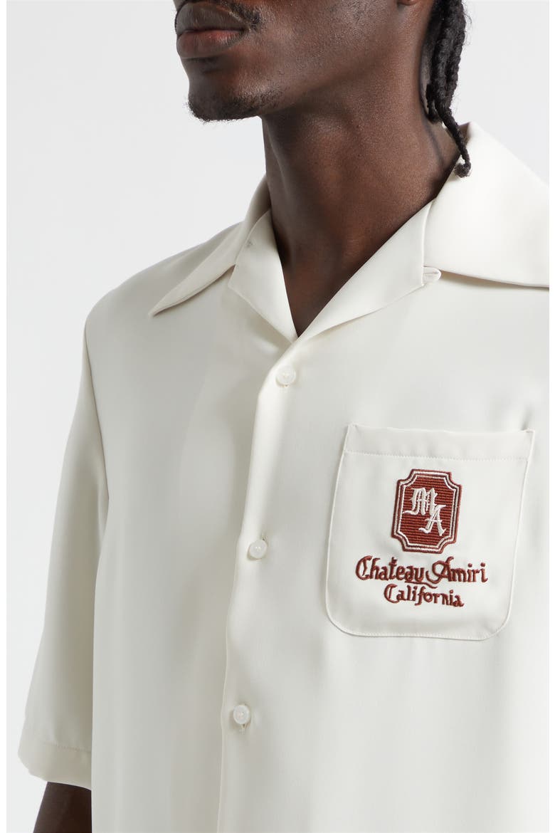 Chateau Amiri Embroidered Camp Shirt, Alternate, color, ALABASTER