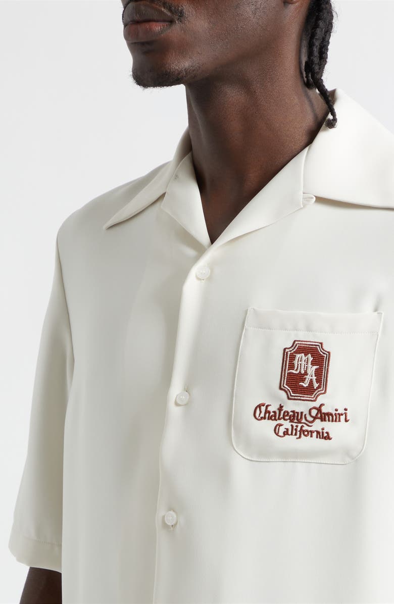 AMIRI Chateau Amiri Embroidered Camp Shirt, Alternate, color, Alabaster