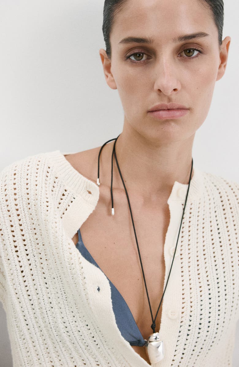 MANGO Open Stitch Short Sleeve Cardigan, Alternate, color, 