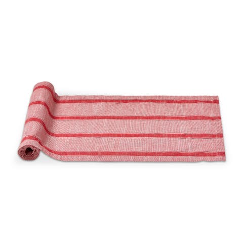 Red & White Stripe Runner Red Multi Cotton Summer