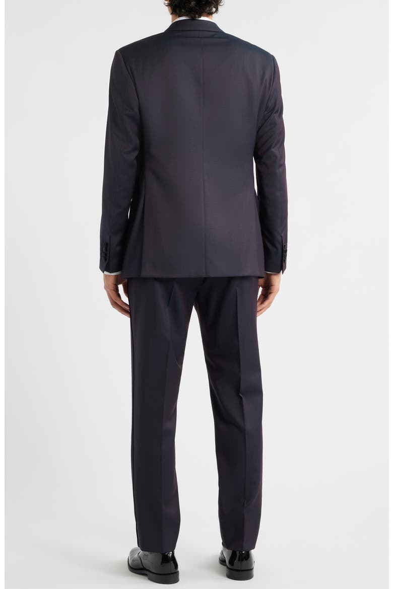 Dark Purple Peak Lapel Virgin Wool Tuxedo, Alternate, color, SOLID DARK PURPLE