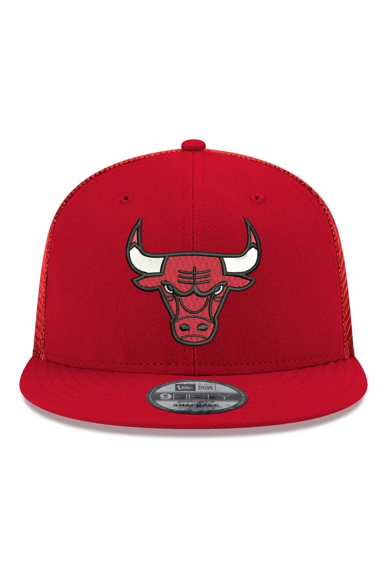 Men's New Era Red Chicago Bulls Core Logo Meshback 9FIFTY Snapback Hat, Alternate, color, Red