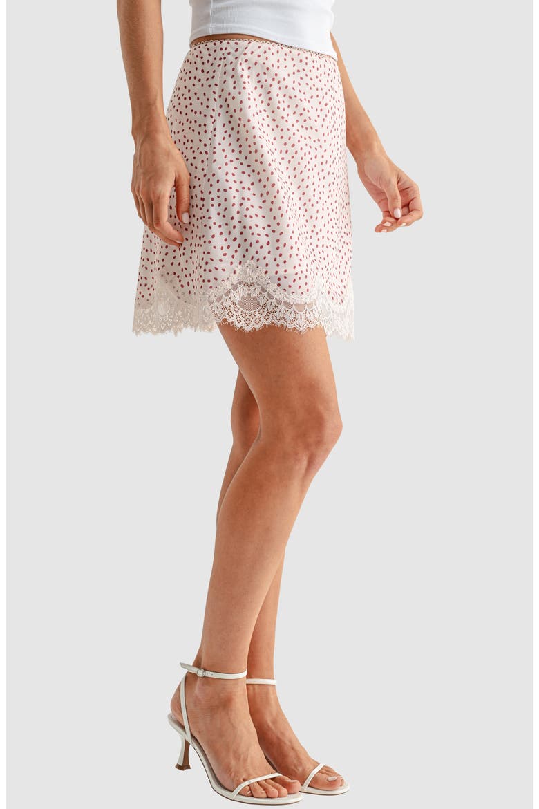 Lace Hem Bias Miniskirt, Alternate, color, CREAM RED