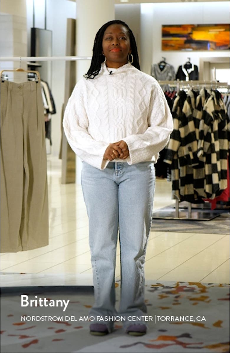 Cable Funnel Neck Crop Sweater, sales video thumbnail