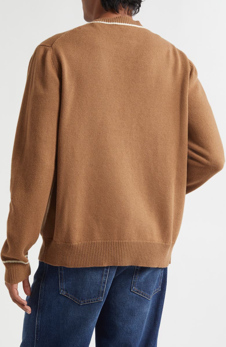 Dolce&Gabbana Intarsia Logo Virgin Wool Cardigan, Alternate, color, M0180 Noce Scuro