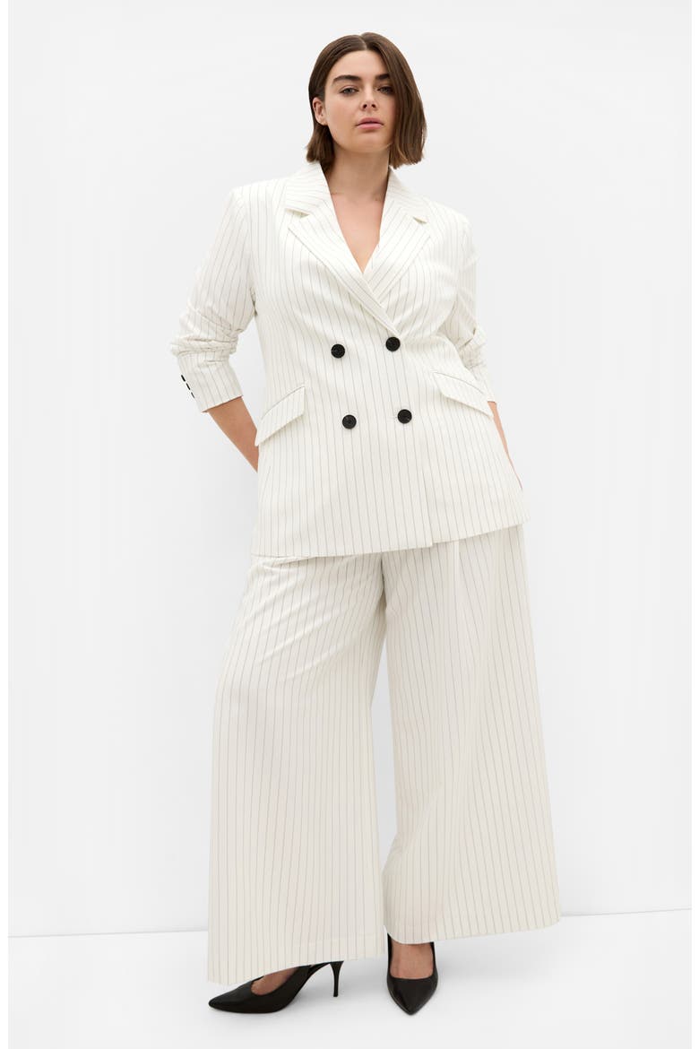 Pinstripe Double Breasted Jacket, Alternate, color, IVORY PINSTRIPE