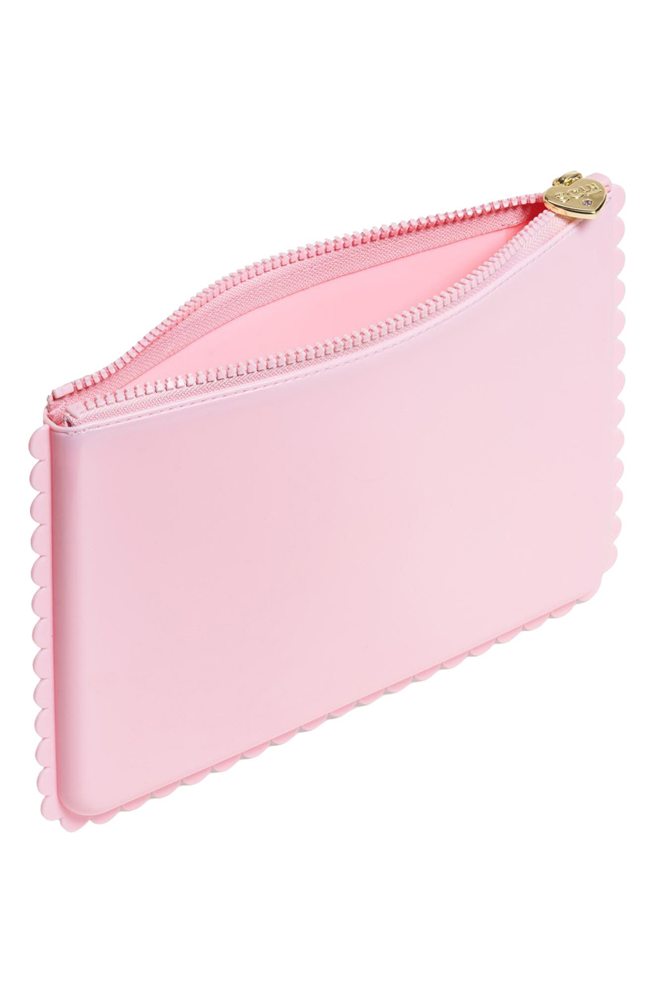 Jelly Scalloped Flat Pouch, Alternate, color, FLAMINGO