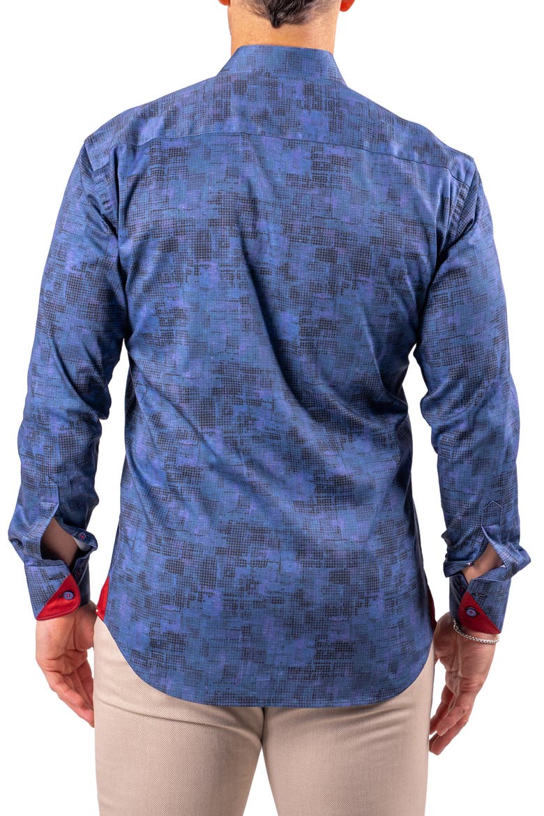 Einstein Contemporary Fit Print Cotton Button-Up Shirt, Alternate, color, BLUE