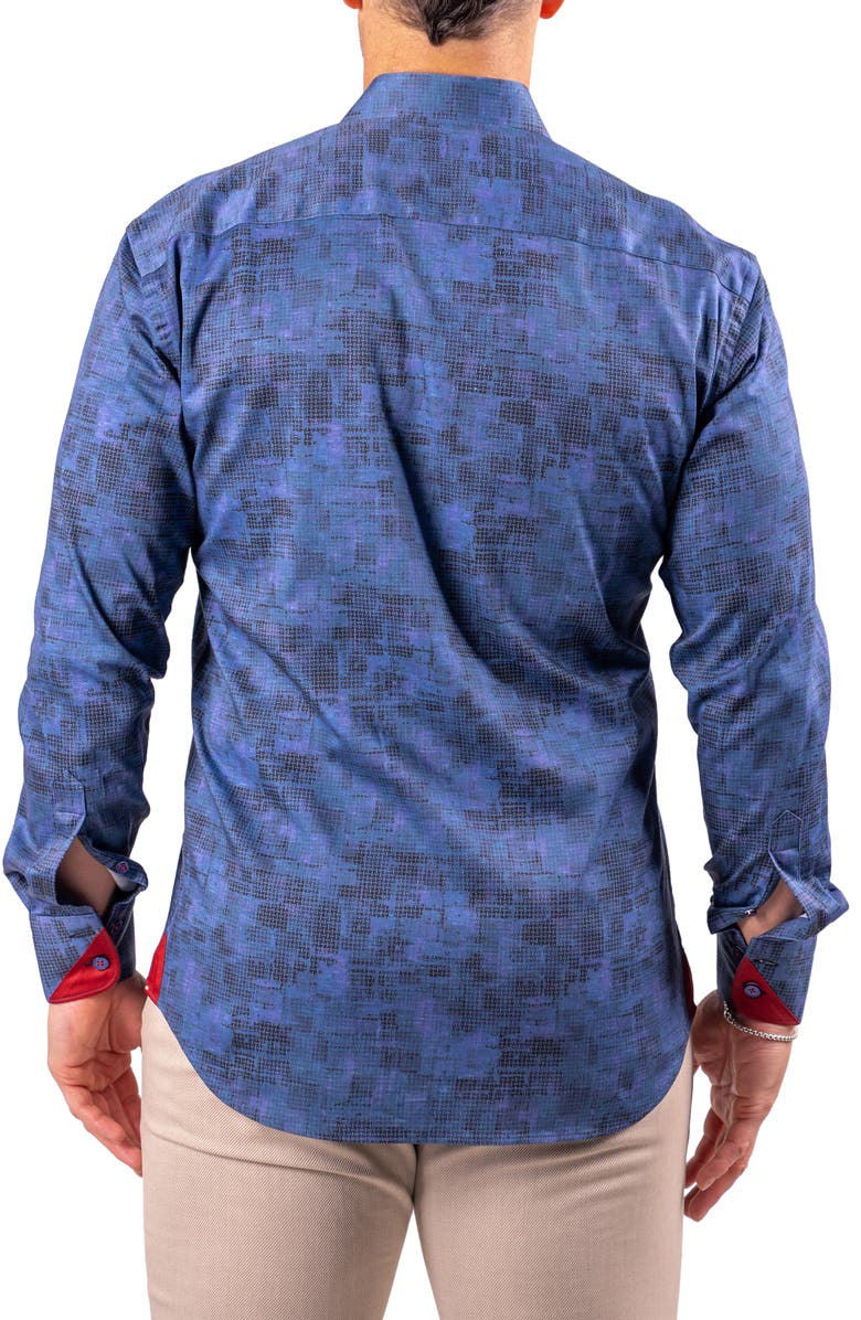 Maceoo Einstein Contemporary Fit Print Cotton Button-Up Shirt, Alternate, color, Blue