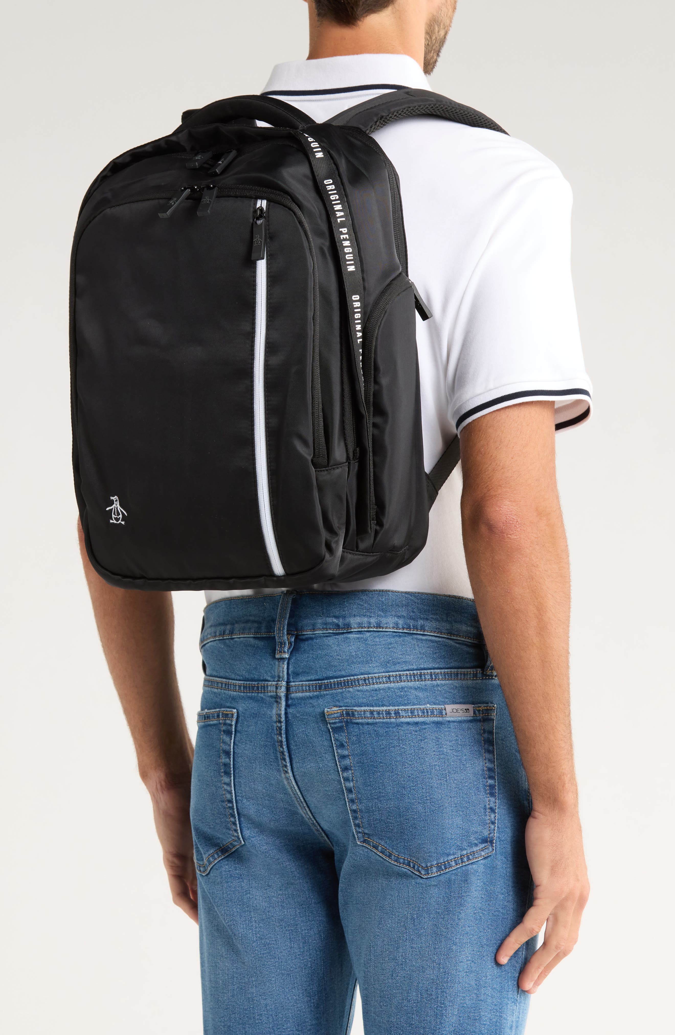 Original Penguin Zip Nylon Backpack, Alternate, color, Black