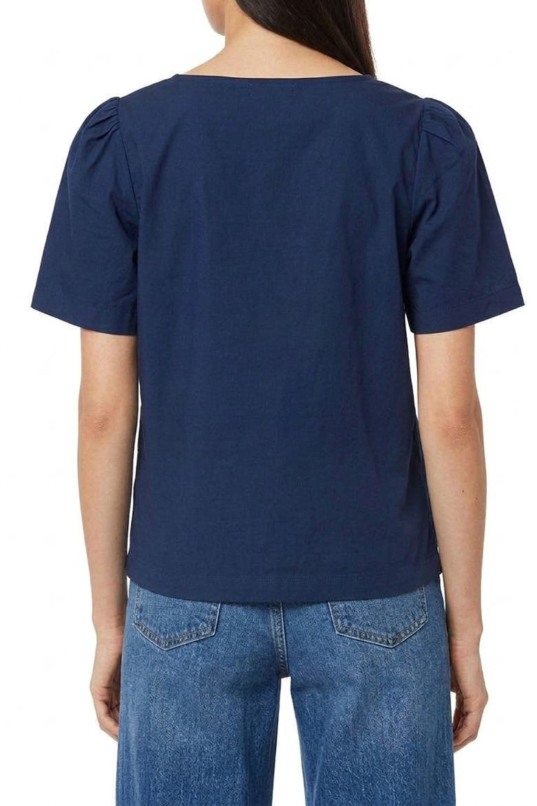 Short Sleeve Embroidered Eyelet Cotton Poplin Top, Alternate, color, MEDVAL BLUE