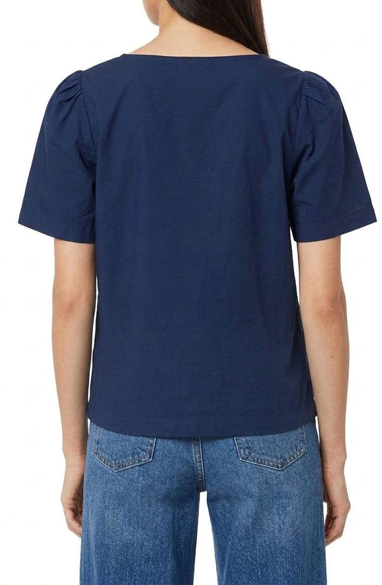 Kensie Short Sleeve Embroidered Eyelet Cotton Poplin Top, Alternate, color, Medval Blue