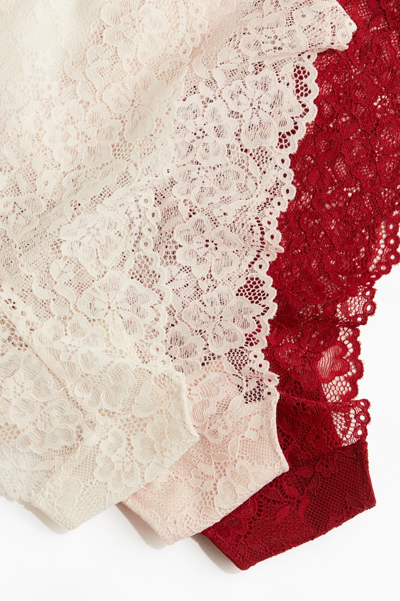 5-pack lace hipster briefs, Alternate, color, Dark red/powder pink