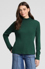 Lands' End Relaxed Cotton Long Sleeve Mock Turtleneck