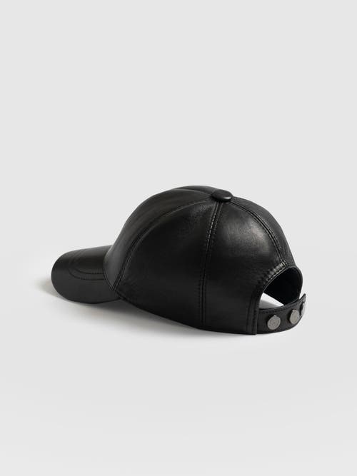 Saint And Sofia Saint + Sofia Avalon Leather Baseball Cap In Black