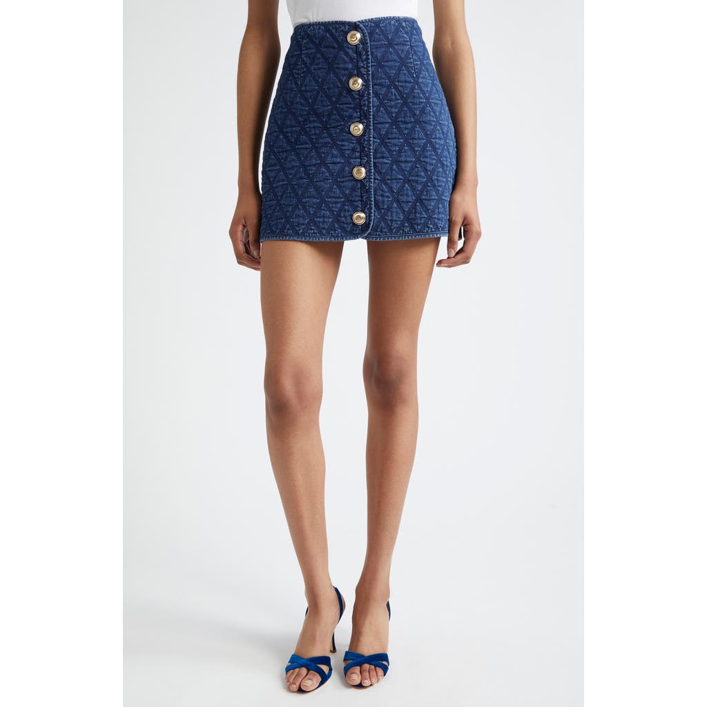 Cinq À Sept Gretchen Quilted Denim Mini Skirt In Medium Wash