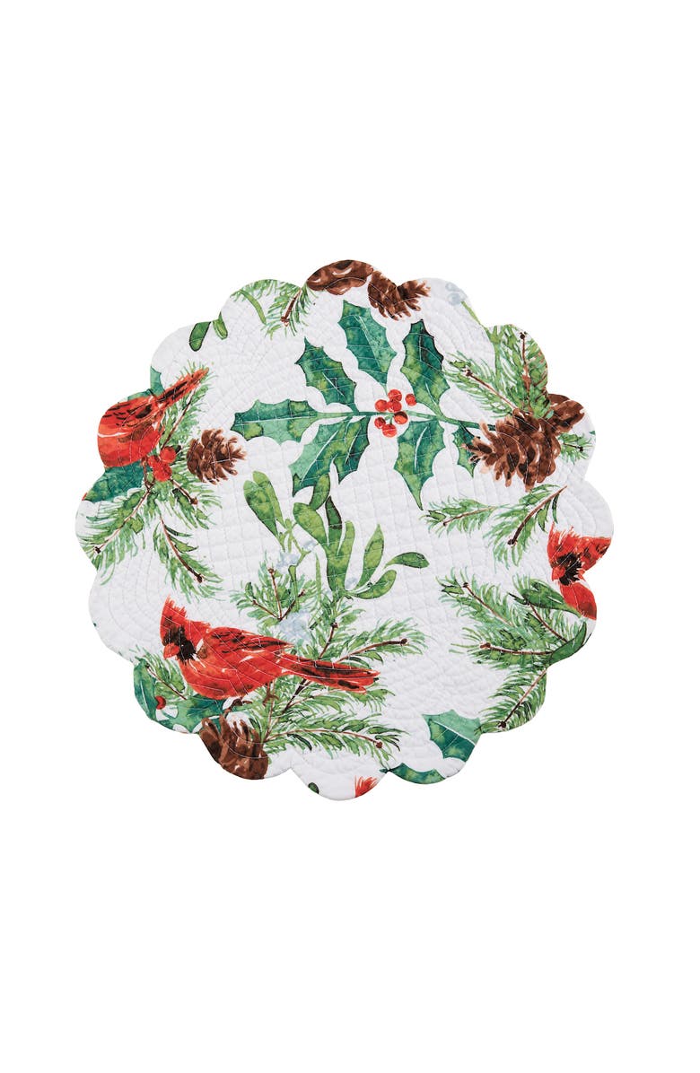 C&F Home Delwyn Cardinal Round Placemats Set of 6, 17", Alternate, color, Red