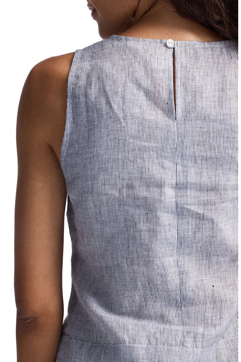 Front-tie Top in Linen Stripes, Alternate, color, Pin Striped Linen
