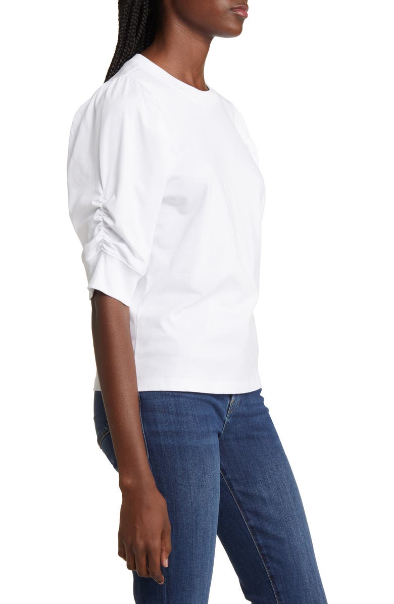 FRAME Frankie Puff Sleeve Organic Cotton Knit Top, Alternate, color, Blanc