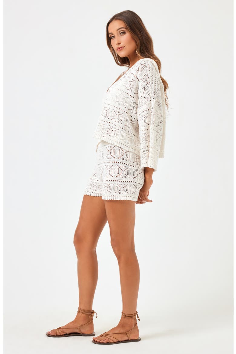Diamond Eye Crochet Cover-Up Shorts, Alternate, color, CREAM