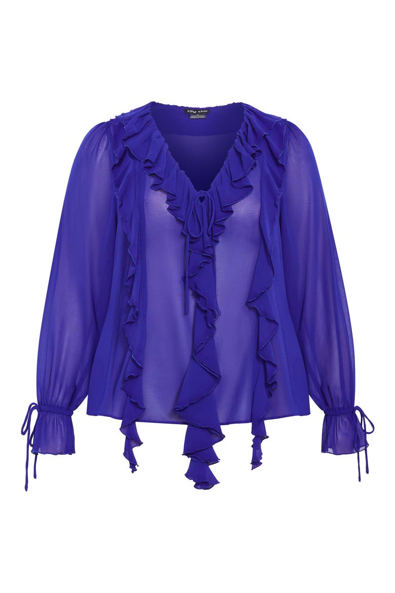 Felix Ruffle Long Sleeve Tiered Dress, Alternate, color, COBALT