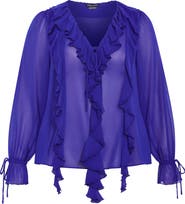 City Chic Felix Ruffle Long Sleeve Tiered Dress