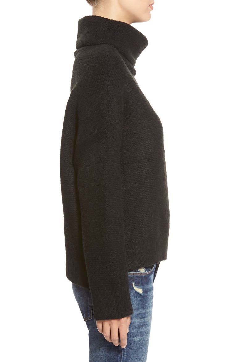 Boxy Turtleneck Sweater, Alternate, color, BLACK
