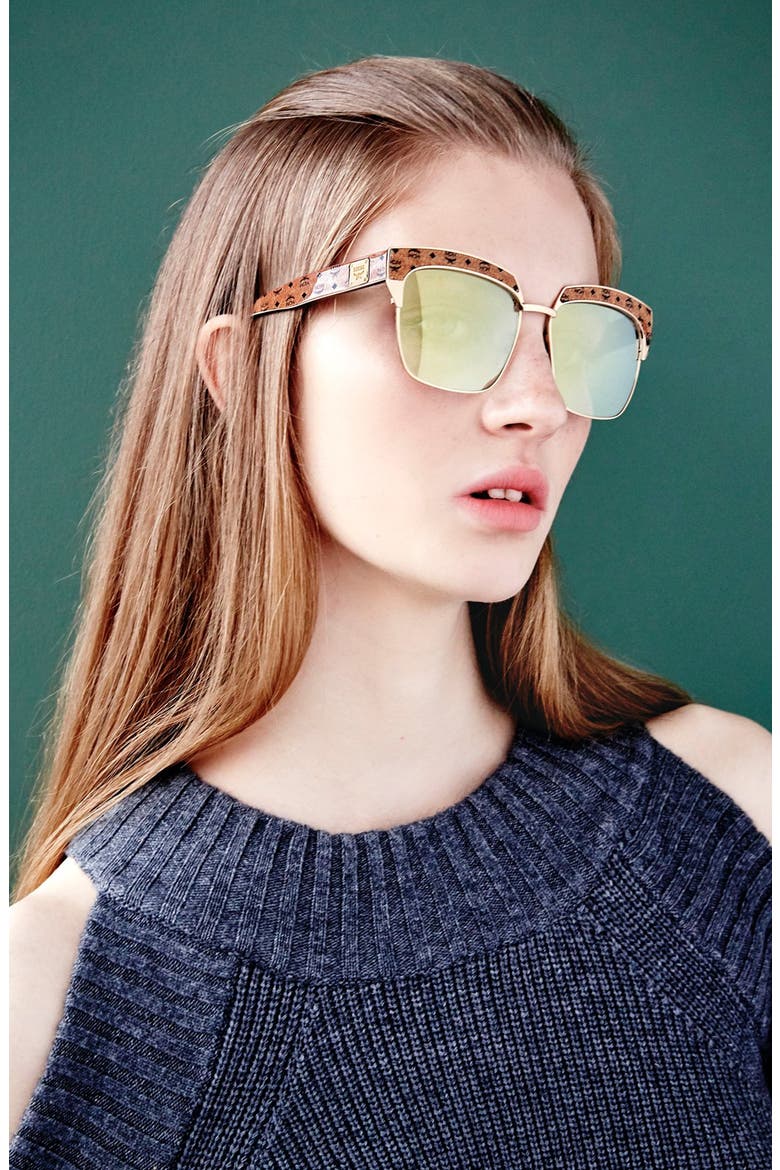 Visetos 56mm Retro Sunglasses, Alternate, color, SHINY ROSE GOLD/ NUDE VISETOS
