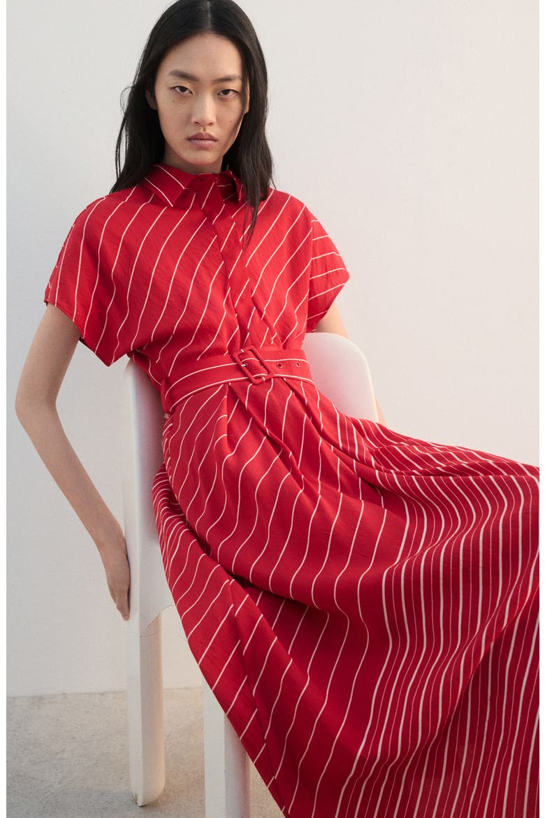 Stripe Midi Dress, Alternate, color, RED