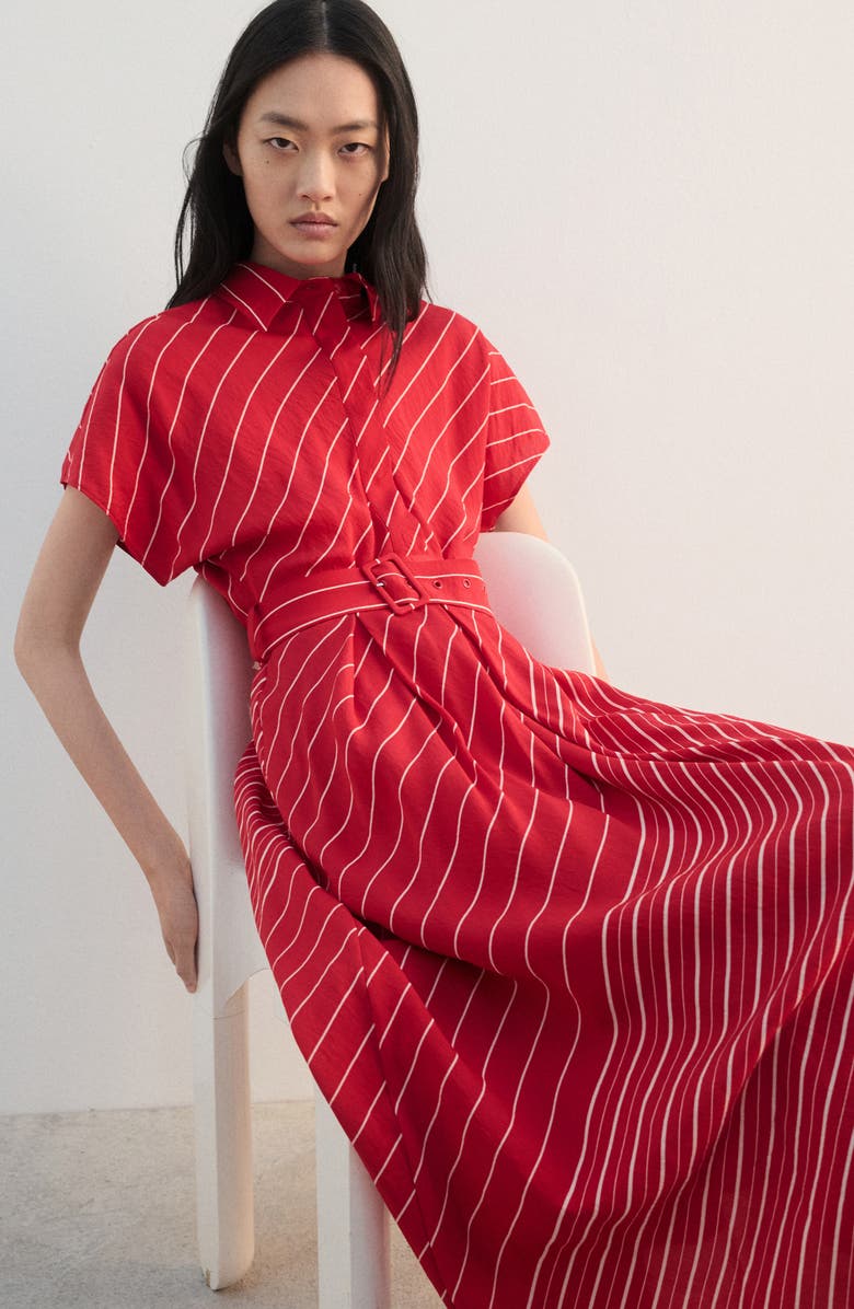 MANGO Stripe Midi Dress, Alternate, color, Red