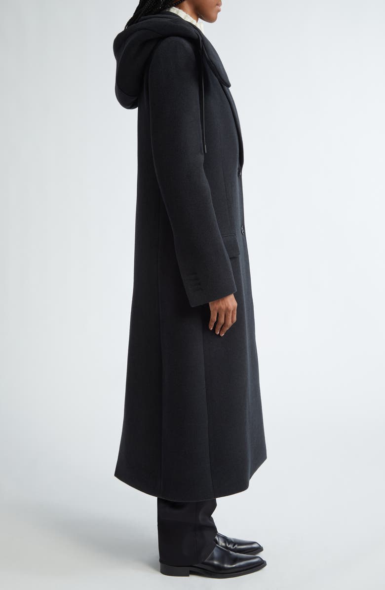 Proenza Schouler Reed Double Breasted Wool Coat with Removable Hood, Alternate, color,