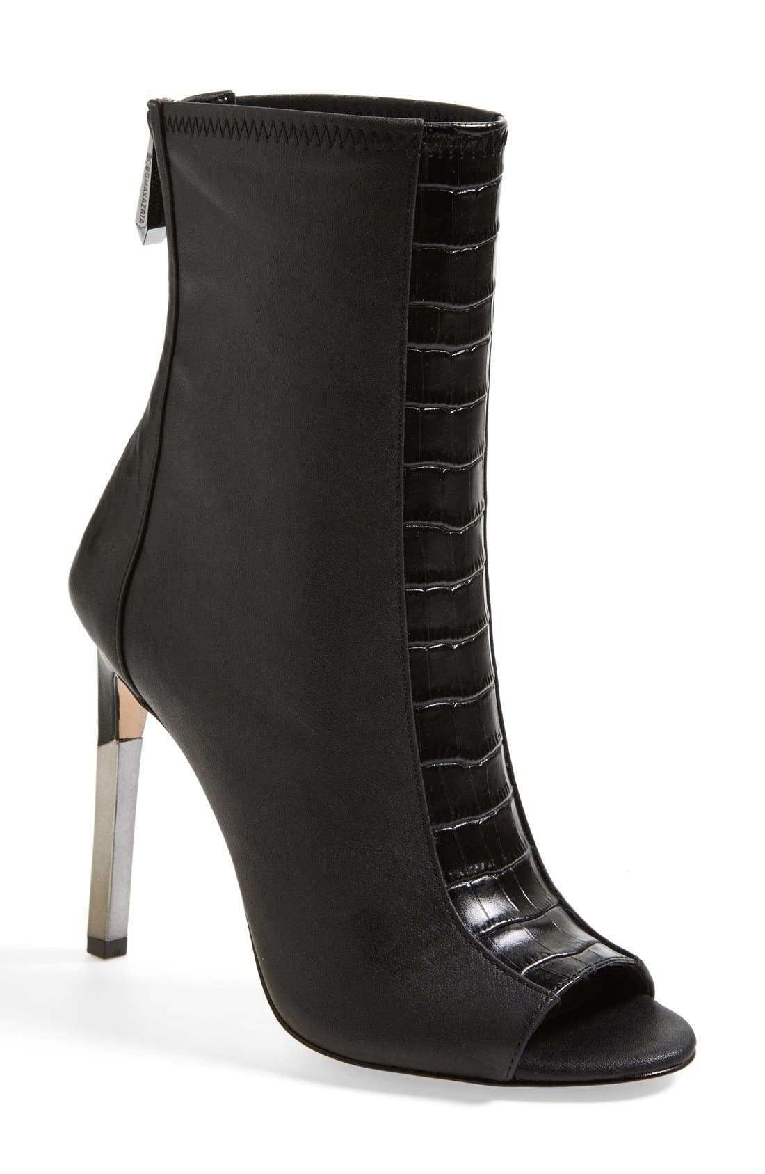 'Jase' Peep Toe Bootie, Main, color, BLACK