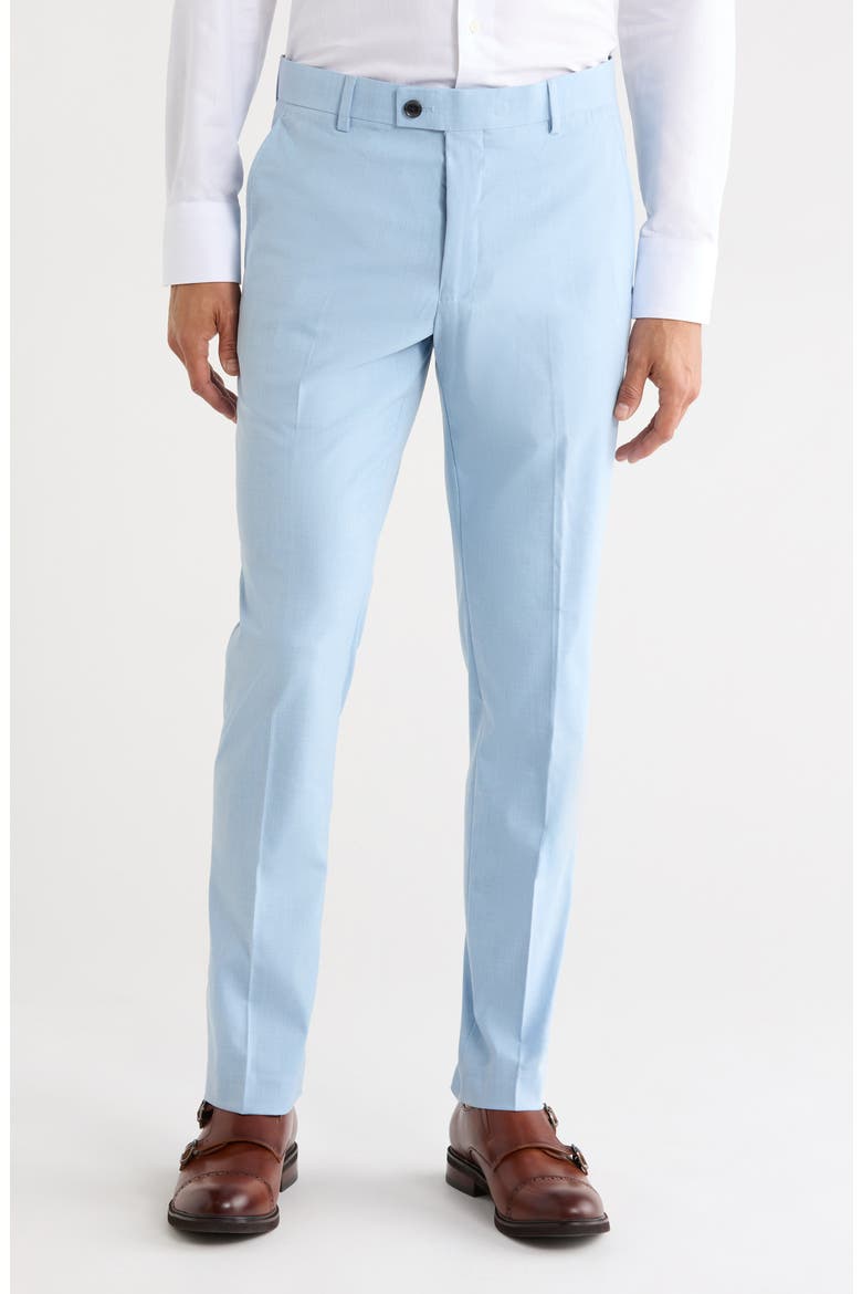 Flat Front Oxford Dress Pants, Main, color, LIGHT BLUE
