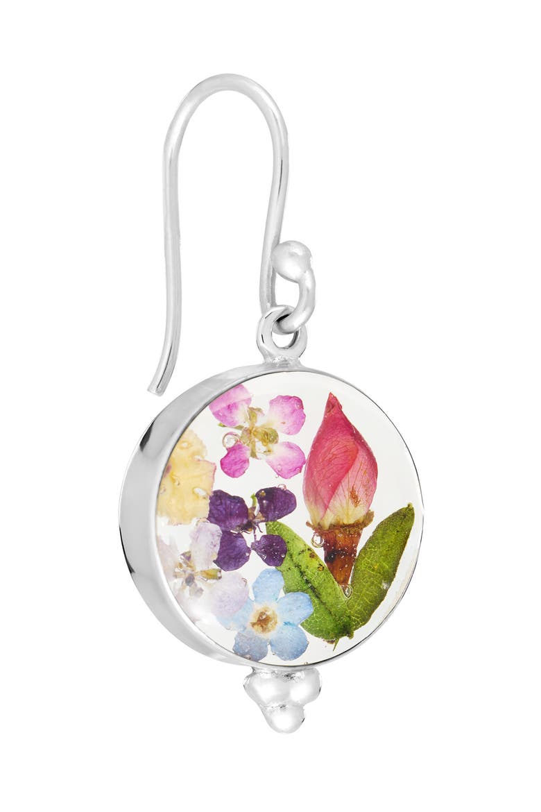 Dried Flower Resin Drop Earrings, Alternate, color, SILVER
