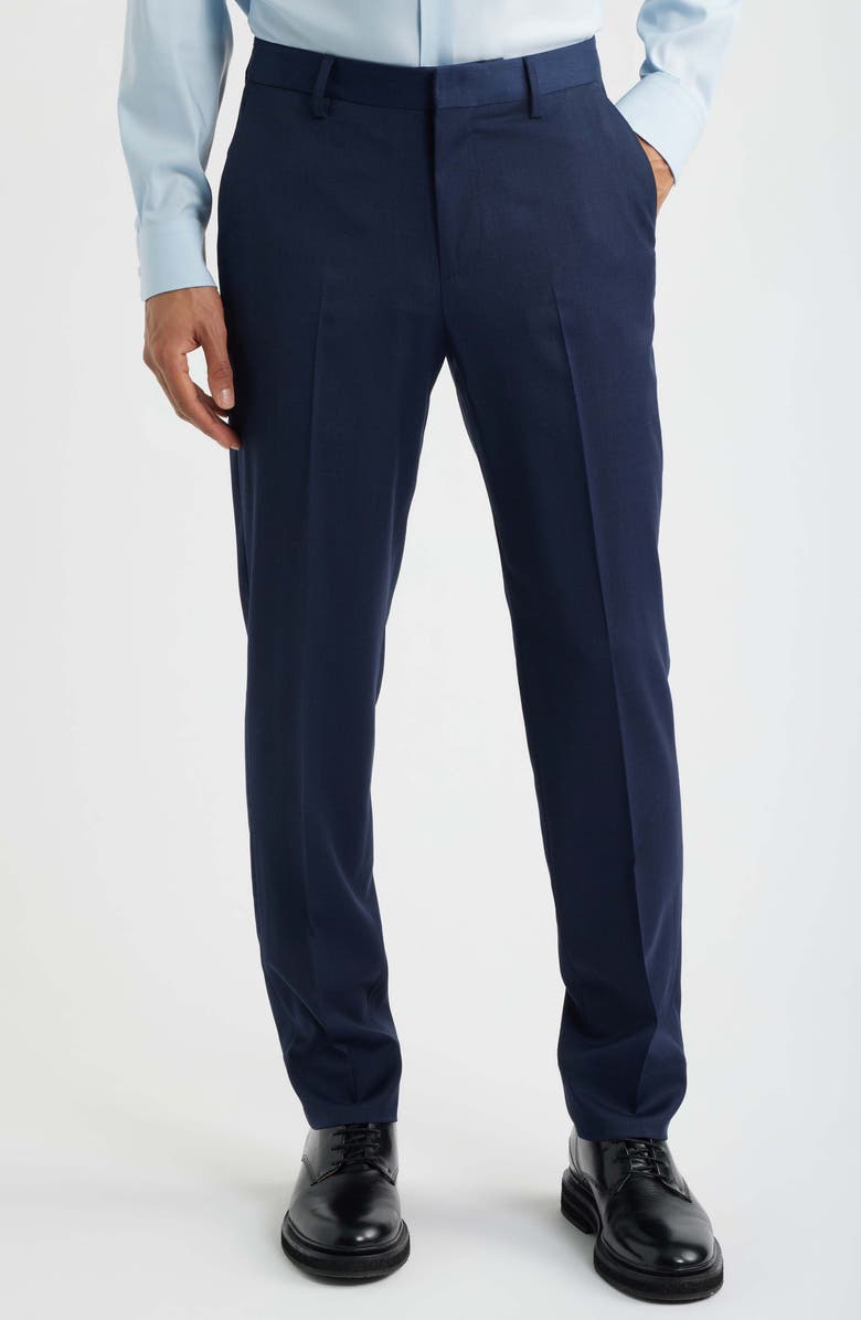 Bonobos Jetsetter Flat Front Athletic Fit Stretch Wool Dress Pants, Main, color, Light Navy