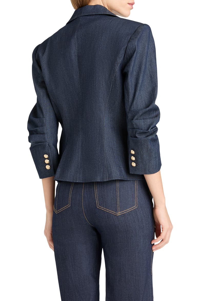 Khloe Crop Denim Blazer, Alternate, color, INDIGO
