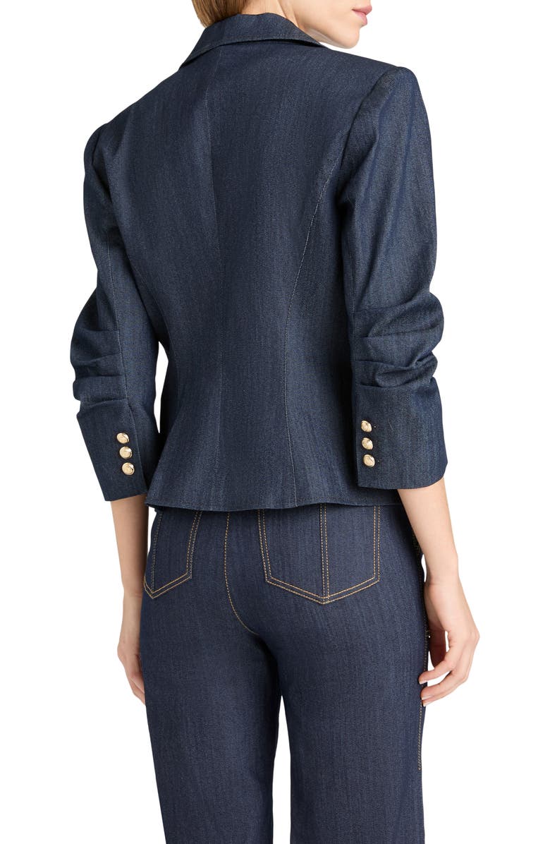 Cinq à Sept Khloe Crop Denim Blazer, Alternate, color, Indigo
