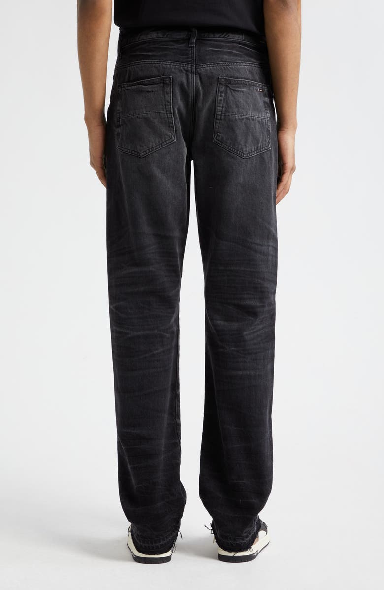 AMIRI Frayed Release Hem Straight Leg Jeans, Alternate, color, Faded Black