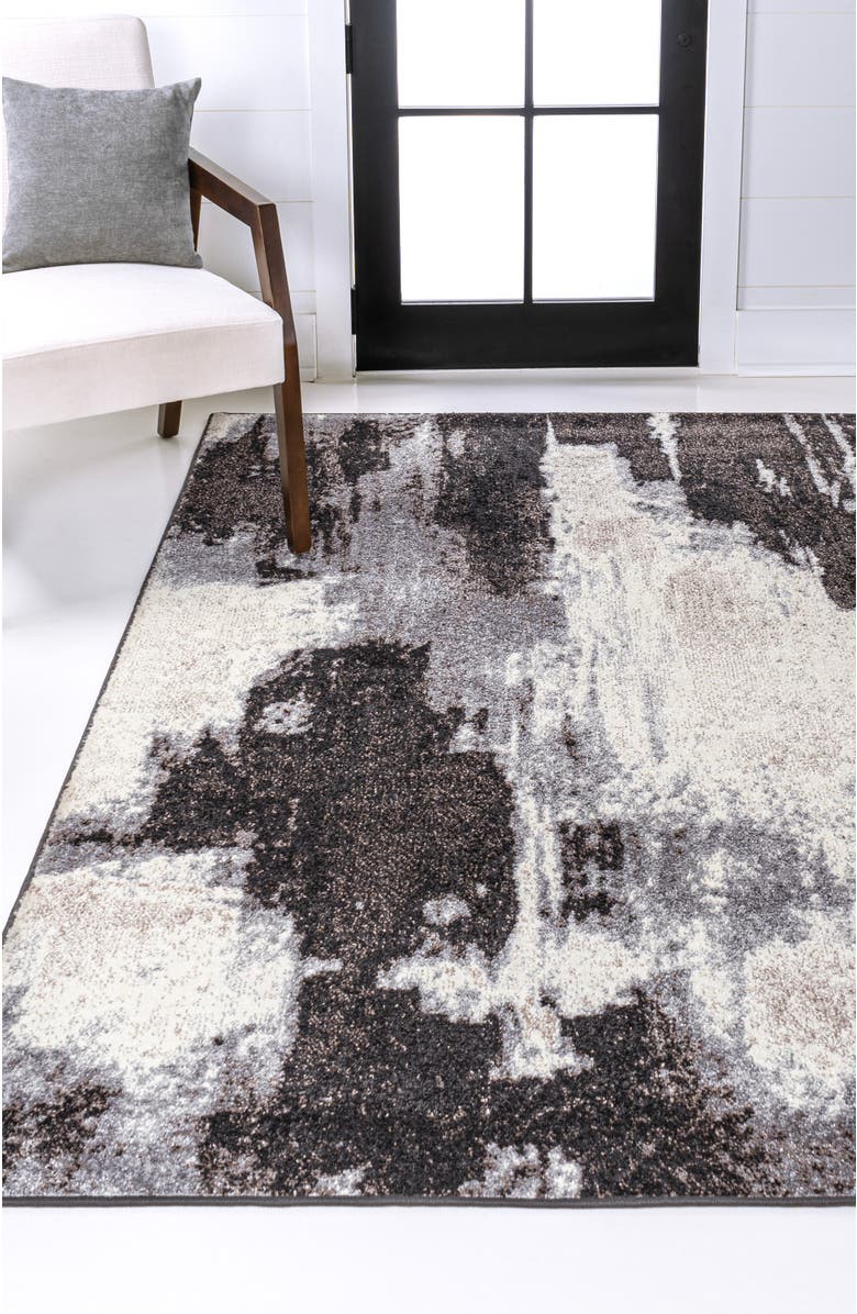 JONATHAN Y Zoe Contemporary Bohemian Abstract Marble Area Rug, Alternate, color, Charcoal/Cream