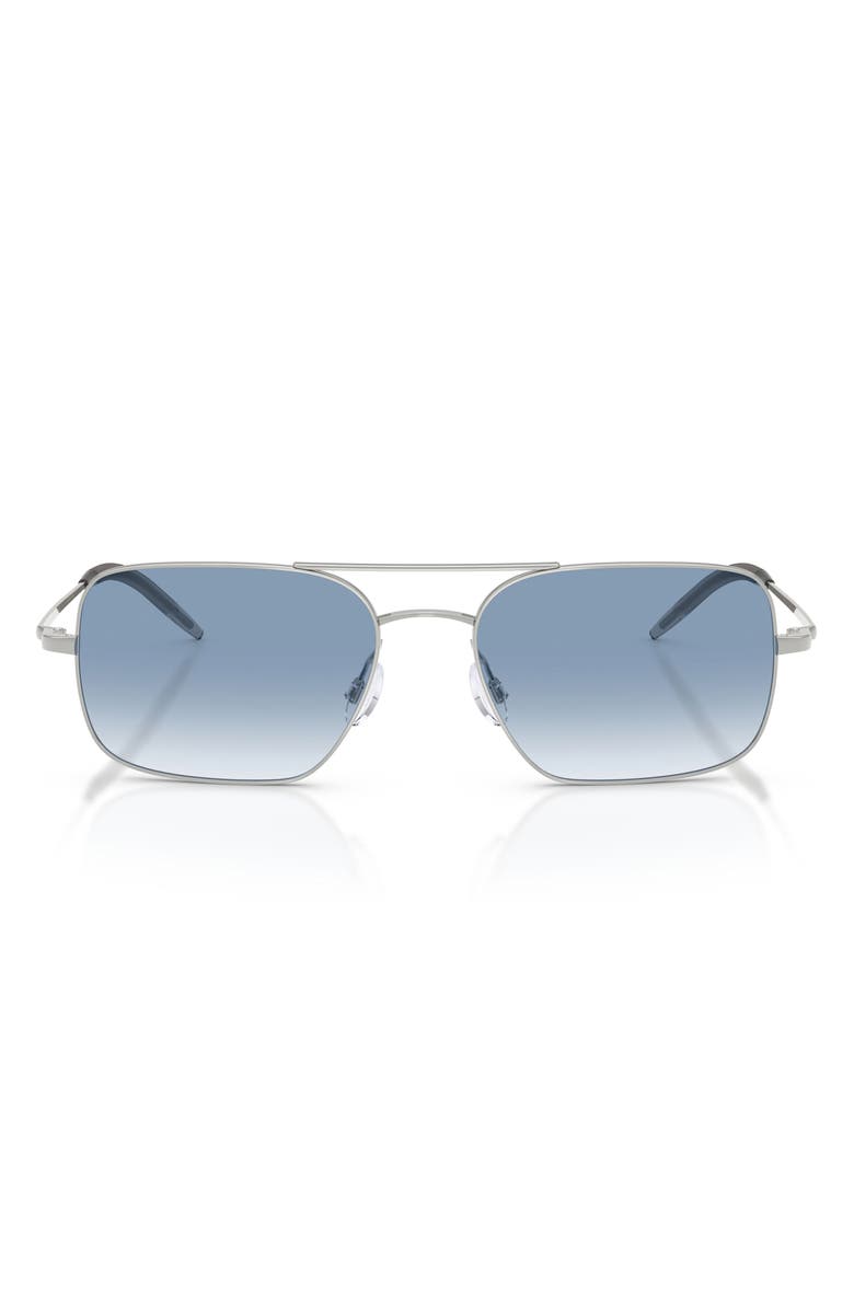 Oliver Peoples 55mm Victory II Rectangular Sunglasses, Main, color, Silver / Ocean Gradient