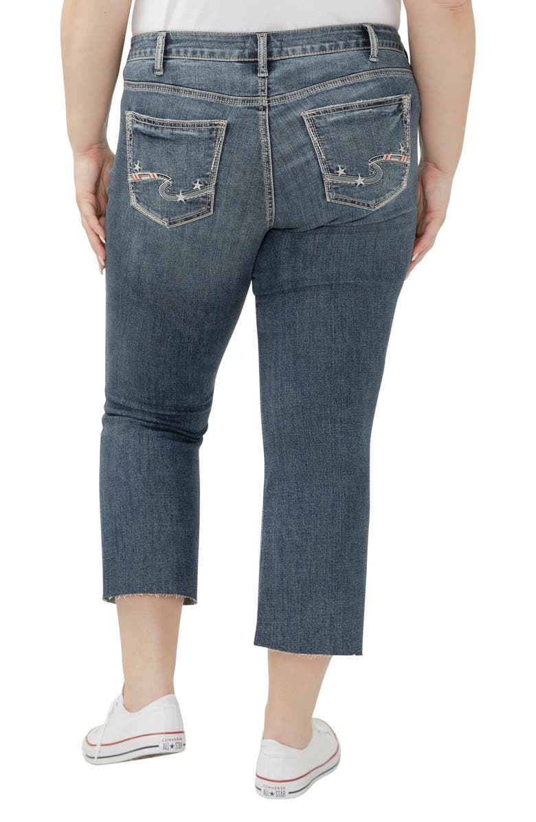 Silver Jeans Co. Suki Curvy Raw Hem Mid Rise Kick Flare Jeans, Alternate, color, Glory