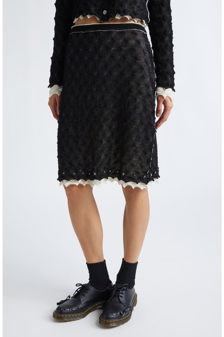 Borlor Double Layer Wool Sweater Skirt, Main, color, BLACK/ IVORY