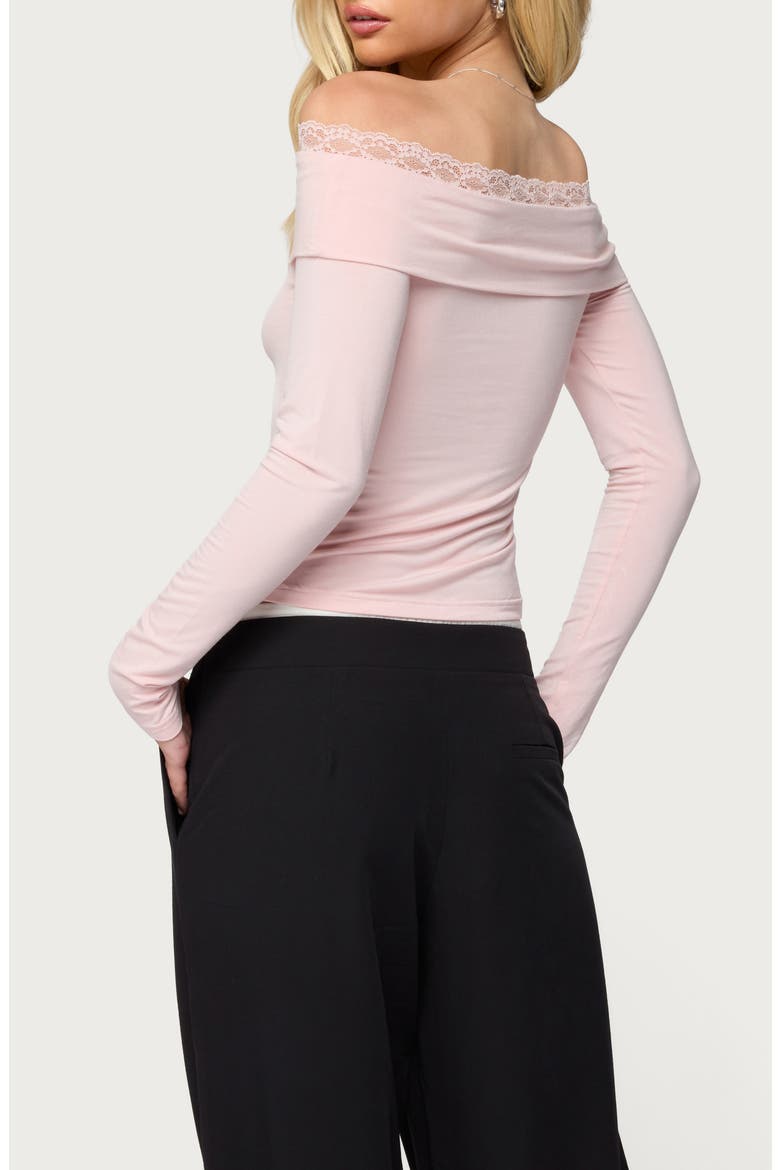 Janus Lacey Foldover Off the Shoulder Top, Alternate, color, PINK